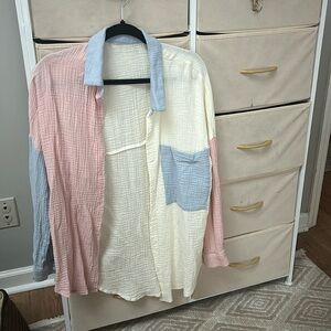 Color Block Button Down Shirt - M